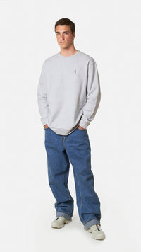 LIGHT GREY MELANGE BANANA CREW