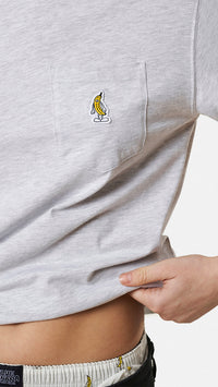 LIGHT GREY MELANGE BANANA POCKET TEE