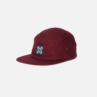 BURGUNDY 5 PANELS CAP
