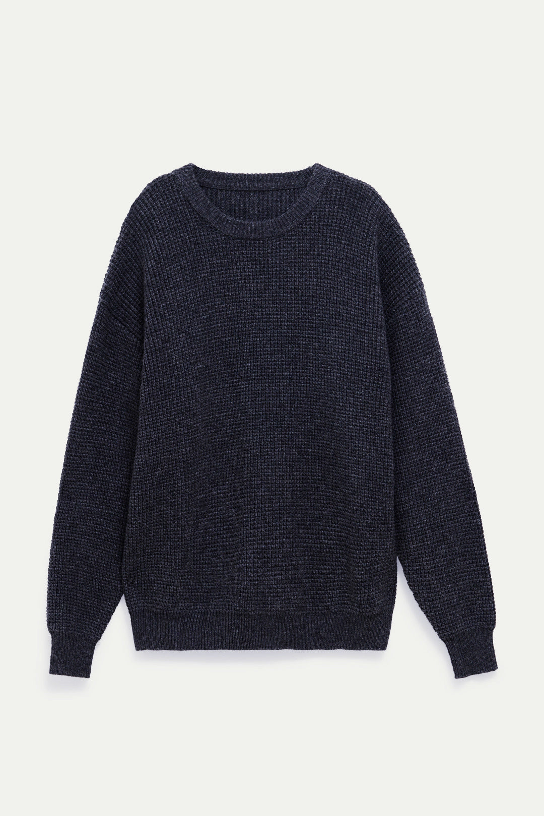 ANTHRACITE WAFFLE KNITTED SWEATER