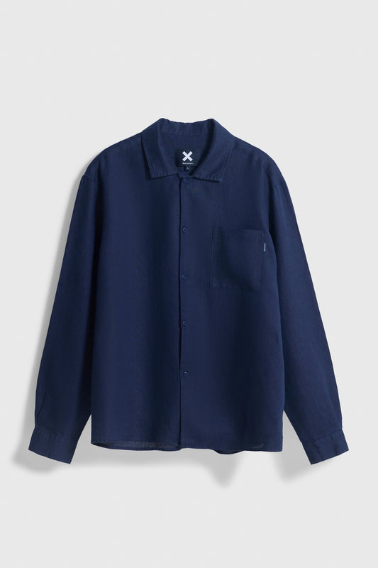 NAVY BREEZE LINEN SHIRT