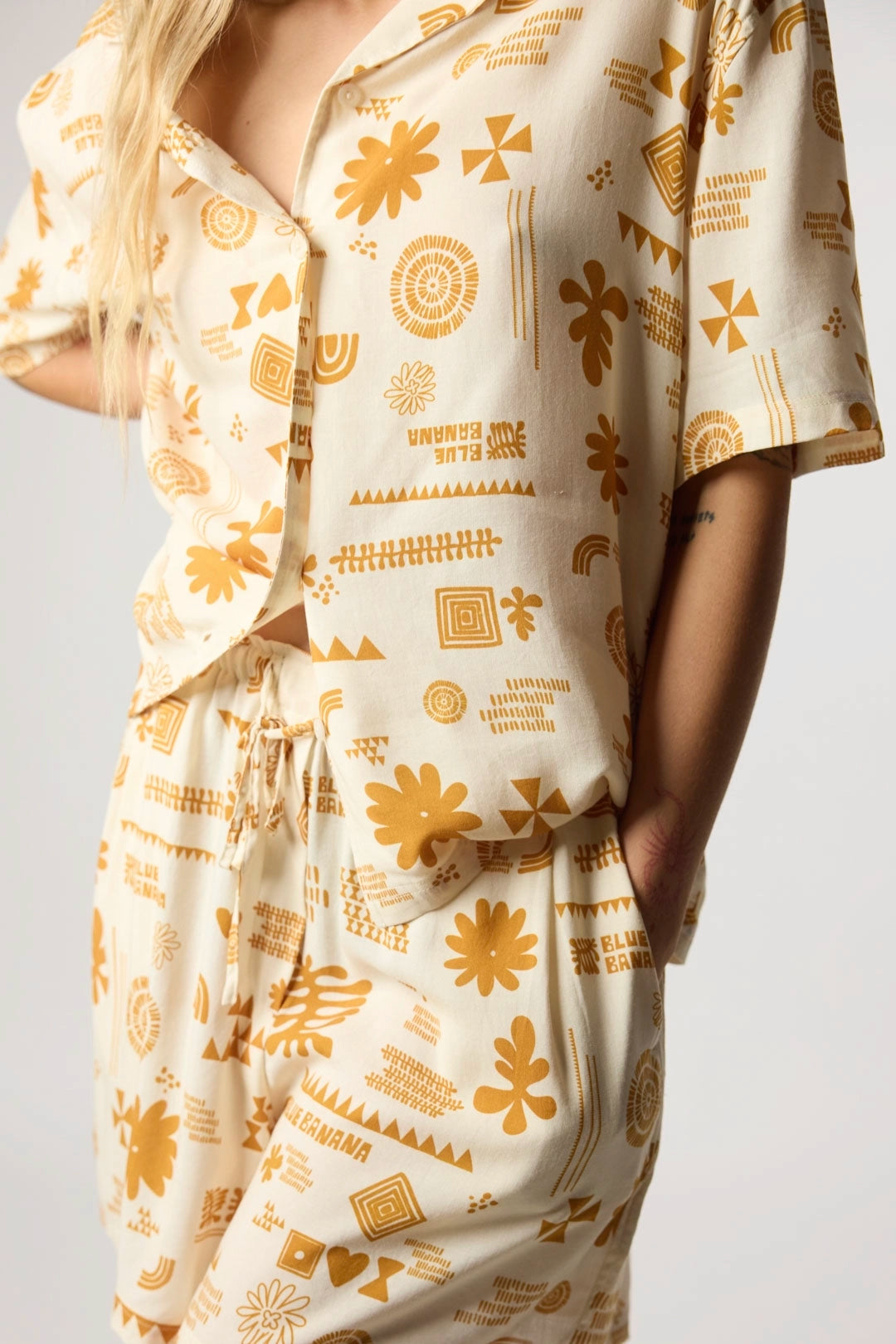 CAMISA MANGA CORTA MUJER TILE ECRU