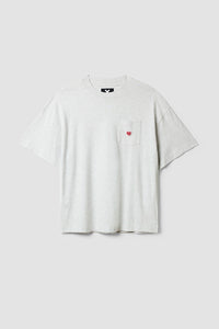LIGHT GREY MELANGE HEART POCKET TEE