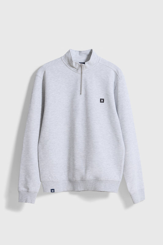 LIGHT GREY MELANGE LOGO HALF ZIP CREW
