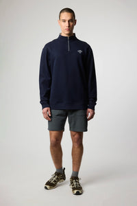 NAVY BANK HALF ZIP CREW
