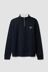 NAVY BANK HALF ZIP CREW