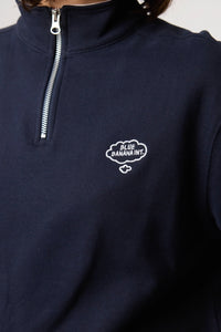 NAVY BANK HALF ZIP CREW