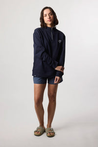 NAVY BANK HALF ZIP CREW