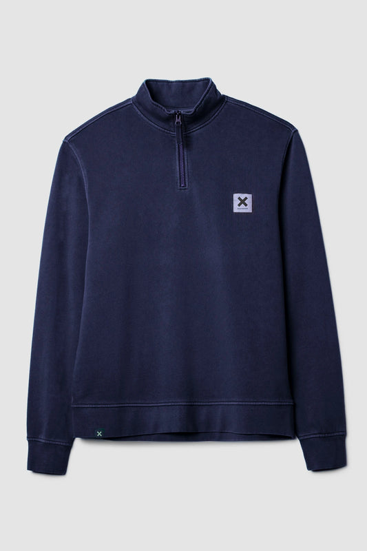 NAVY ICONIC HALF ZIP CREW