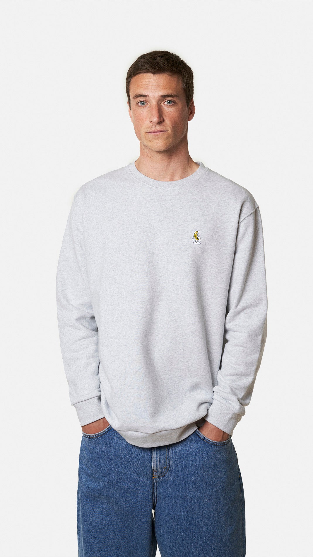 LIGHT GREY MELANGE BANANA CREW