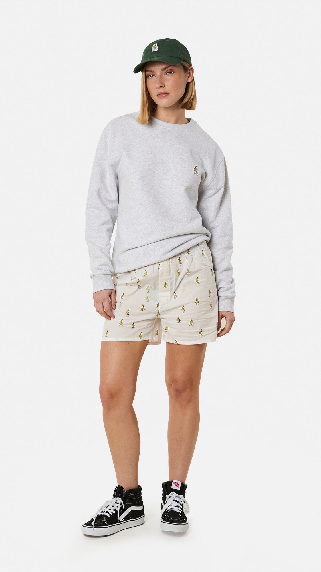 LIGHT GREY MELANGE BANANA CREW