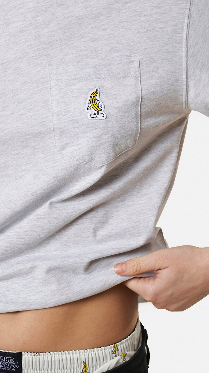 LIGHT GREY MELANGE BANANA POCKET TEE