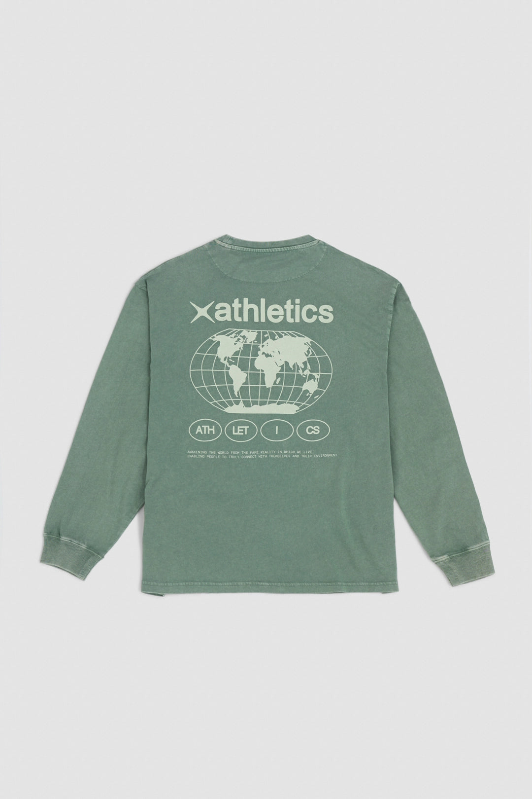 OLIVE GREEN WORLD WASHED LS TEE