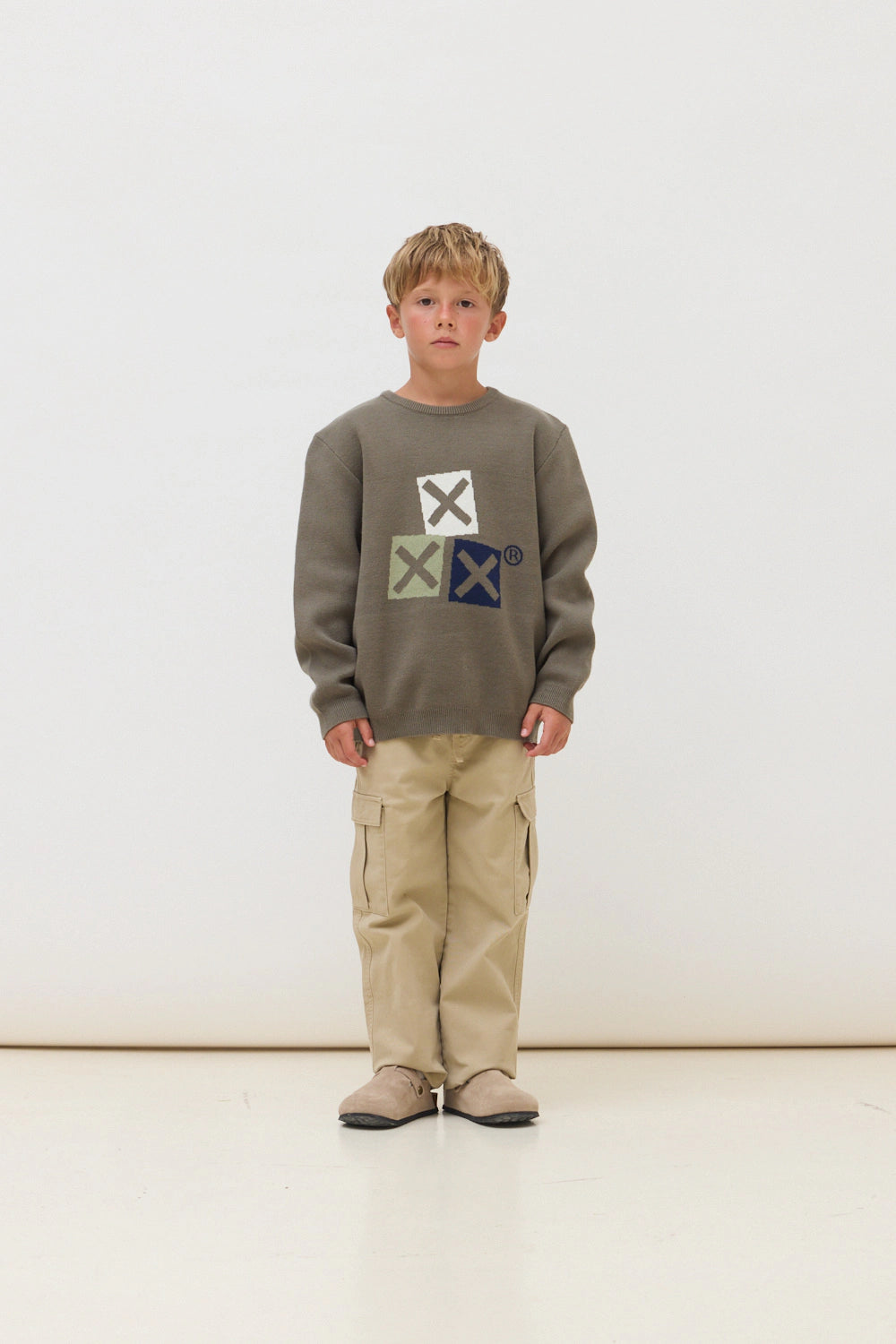 OLIVE GREEN GRAVITY KIDS KNITTED SWEATER