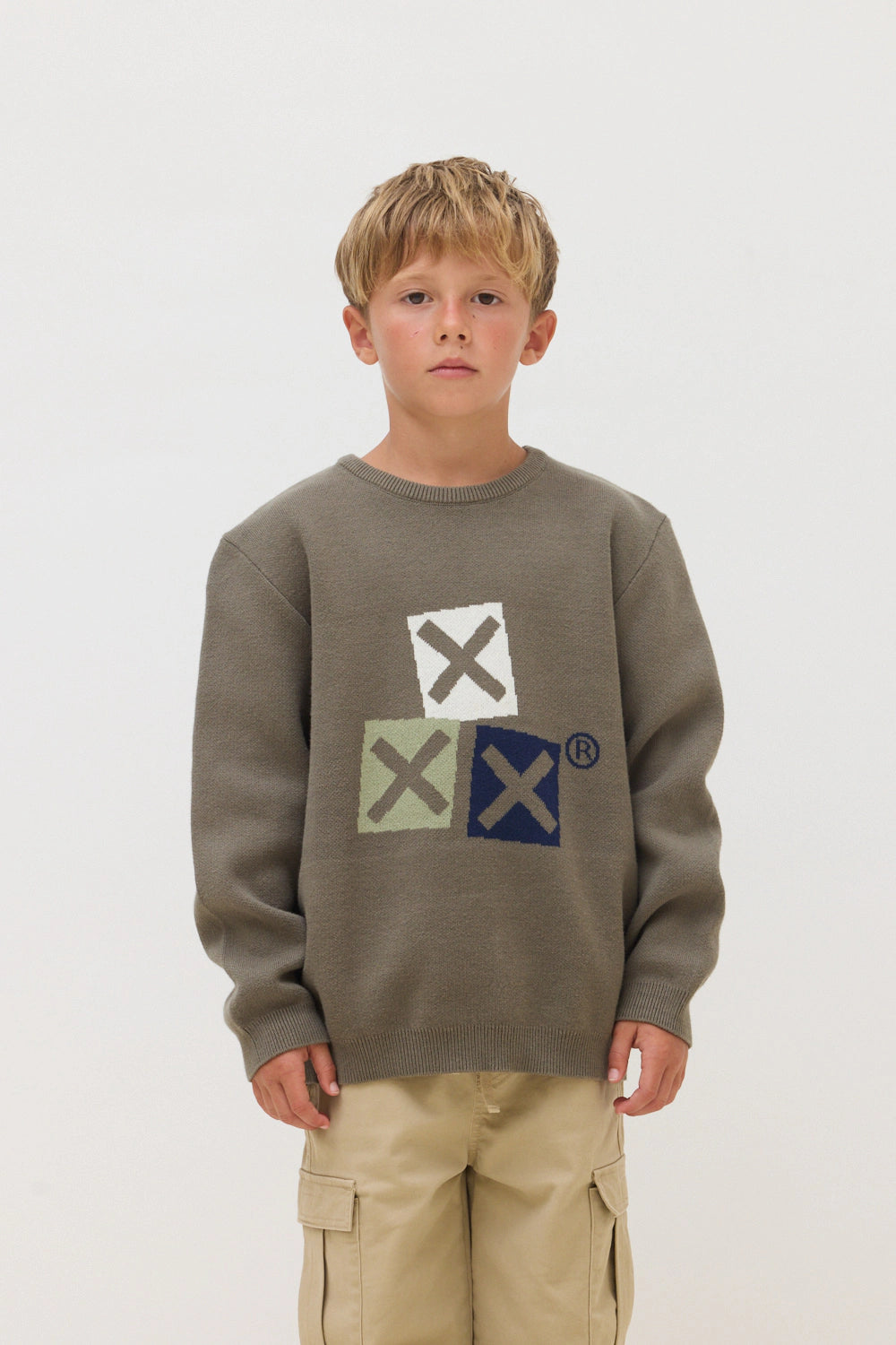 OLIVE GREEN GRAVITY KIDS KNITTED SWEATER