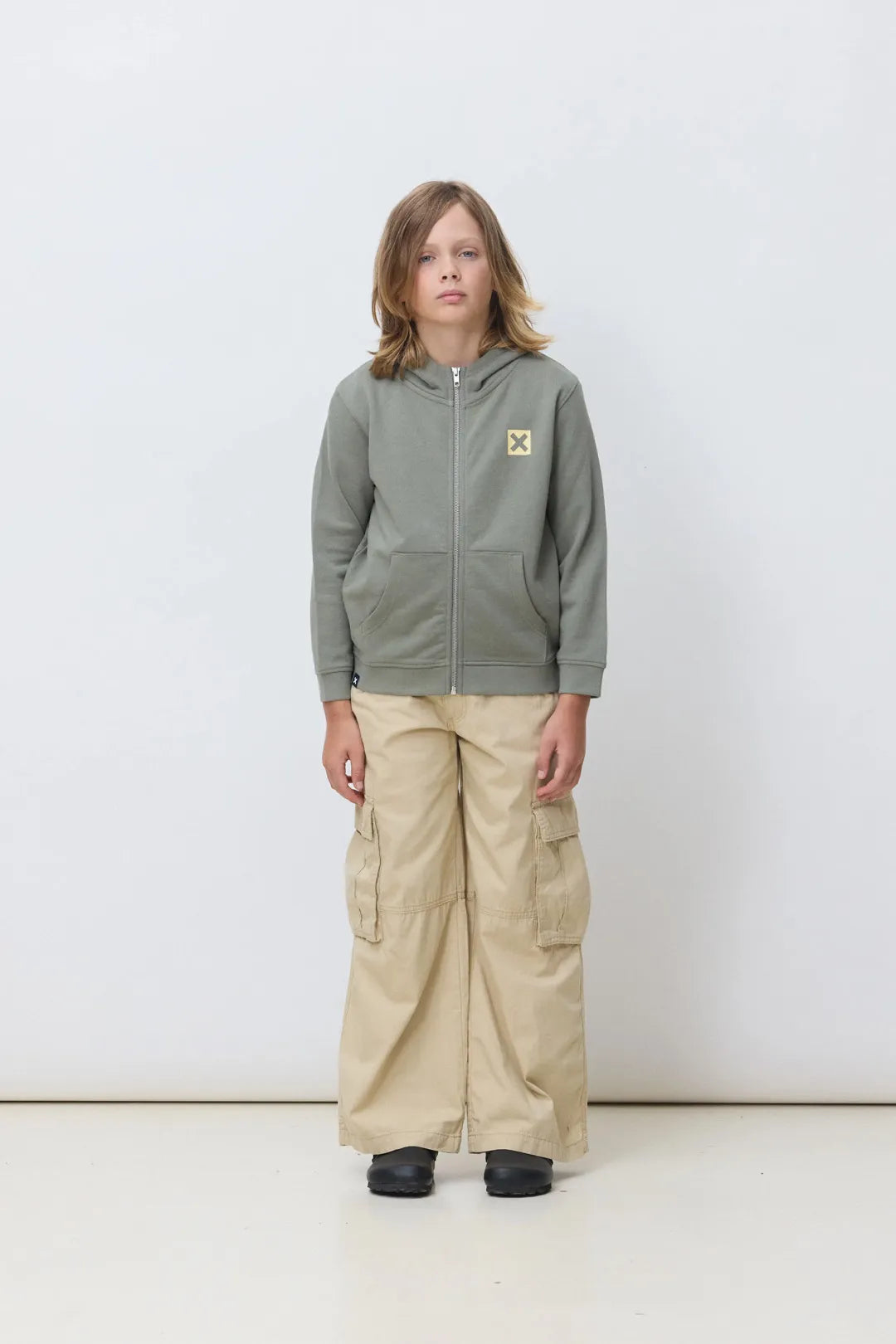 OLIVE GREEN NATURE KIDS FULL ZIP HOODIE
