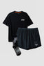 PACK CAMISETA GRAPHIC NEGRA + PANTALÓN CORTO TRAIN NEGRO + CALCETINES GRADIENT DARK GREY