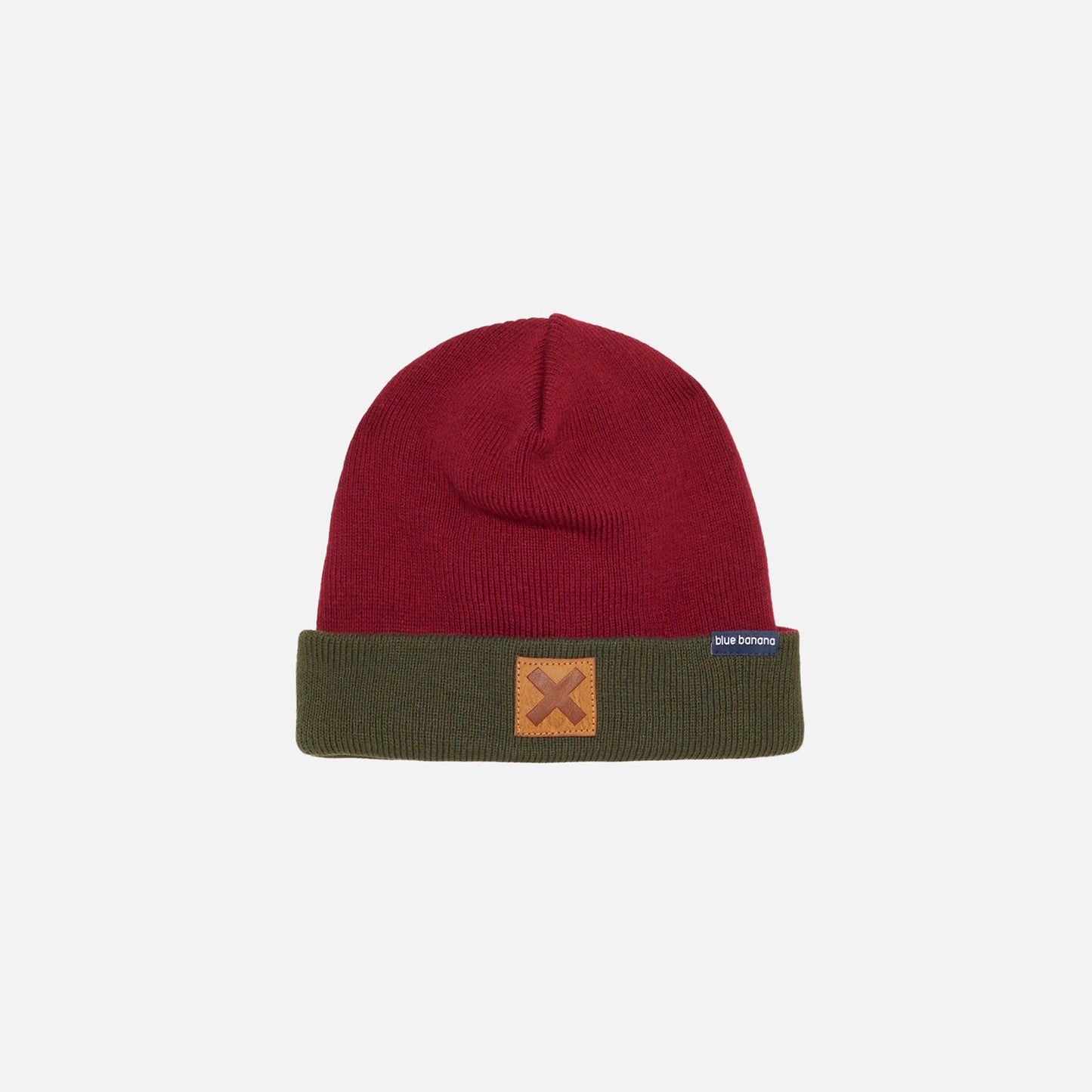 KHAKI & BURGUNDY BICOLOR BEANIE