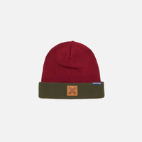 KHAKI & BURGUNDY BICOLOR BEANIE
